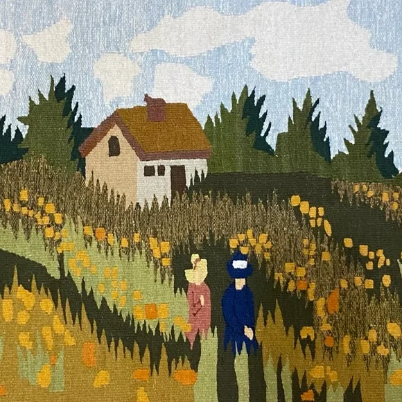 Wall Tapestry Field With Flowers Limited Edition Woolen La Mère Made In India - Picture 1 of 11